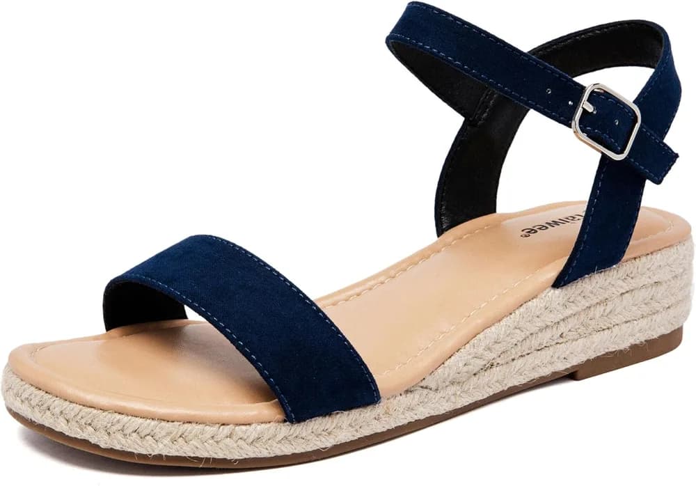 Women's Platform Wedge Heel Sandals - Buckle Closure with Ankle Strap, lightweight Rubber Sole, Comfortable Insole, Open-Toe Casual Summer Sandals