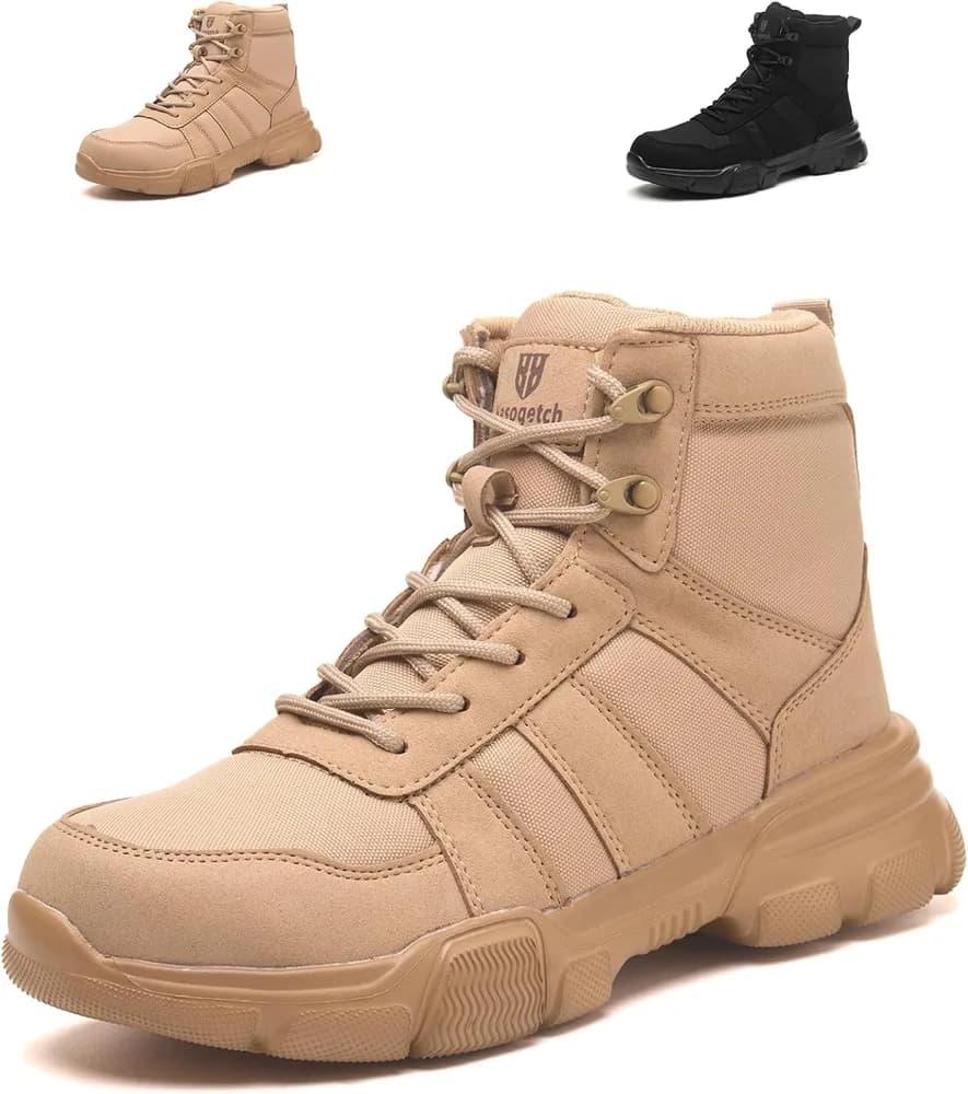 Steel Toe Boots Women Work Boots Lightweight Comfortable Non-Slip Safety Shoes for Industrial Construction