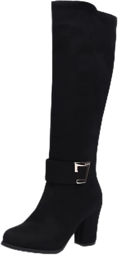 Women's Knee High Boots with Chunky Heel