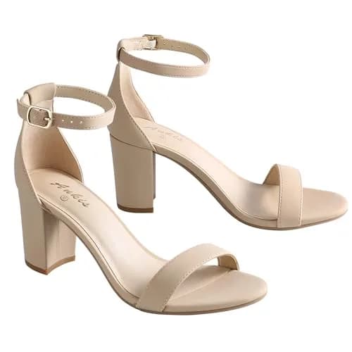 Heels for Women Open Toe Ankle Strap Chunky Heel Sandals 2.75 Inch Inches Tall Thick Heel Design