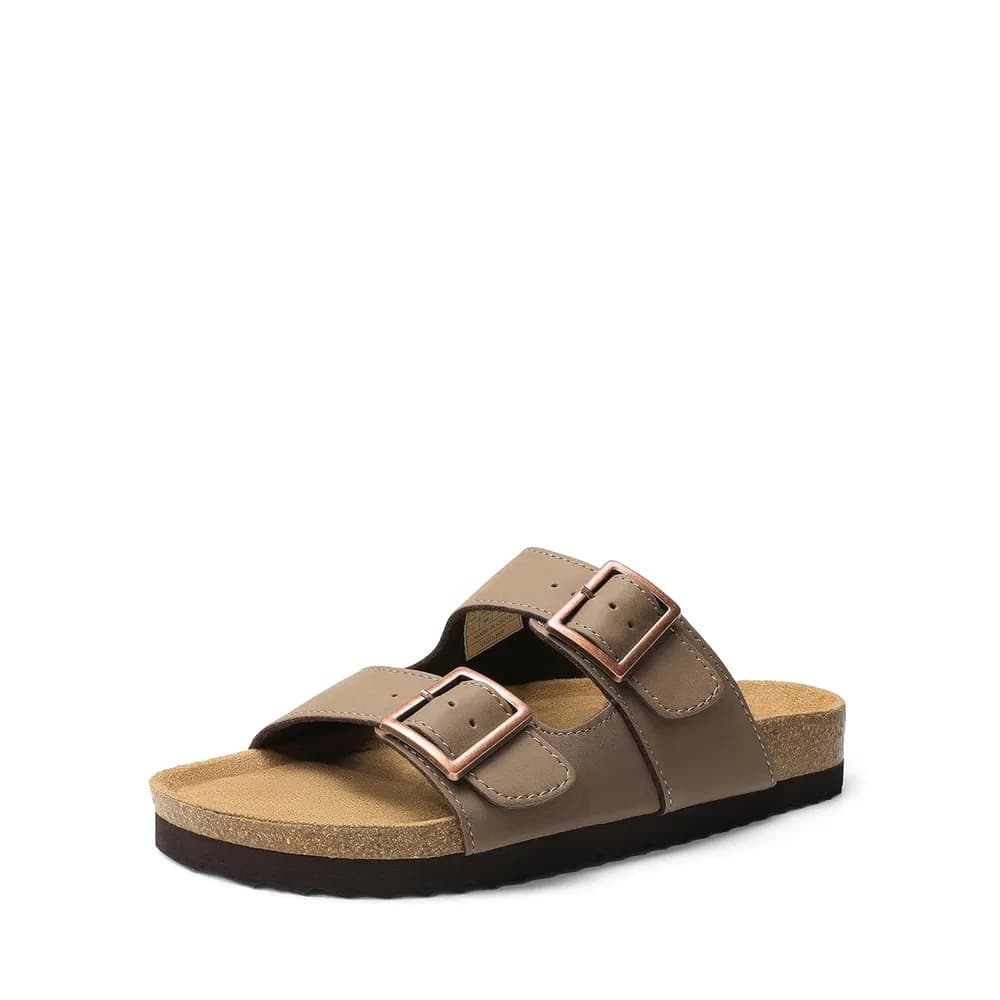Women's Cork Footbed Slide Sandals Comfortable Arch Support Cushioned Flat Sandals Summer Shoes