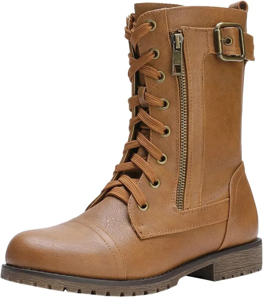 Women's Winter Lace up Mid Calf Military Combat Boots