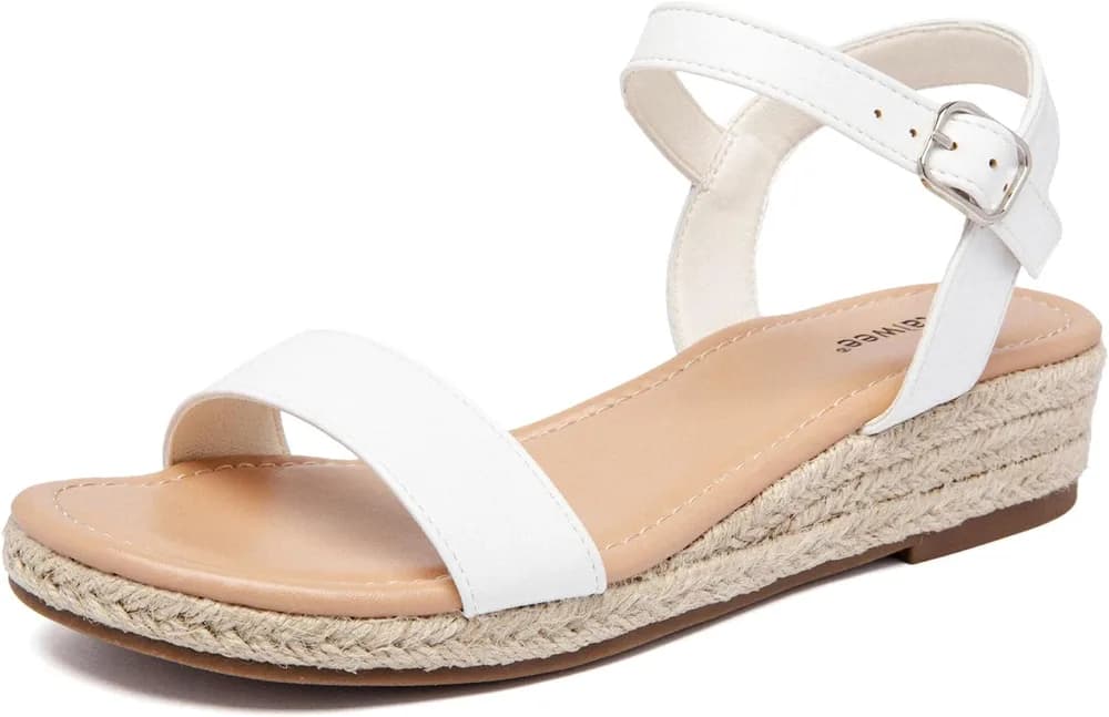 Women's Platform Wedge Heel Sandals - Buckle Closure with Ankle Strap, lightweight Rubber Sole, Comfortable Insole, Open-Toe Casual Summer Sandals