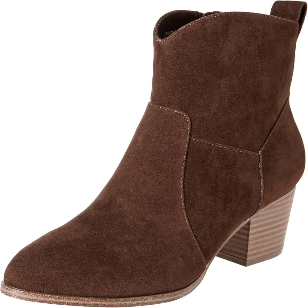 womens Western Ankle Boots with Stacked Heel