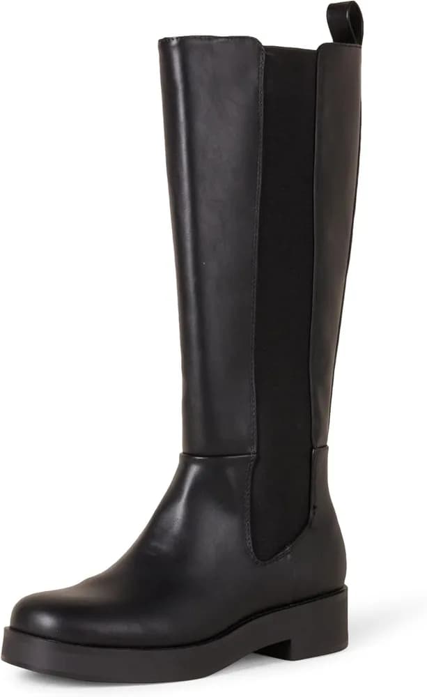 Women's Tall Gusset Boots, Chunky Heel, Square Toe