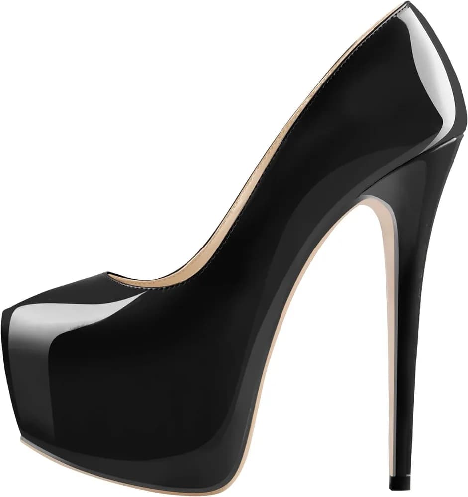 Women's High Heel Platform Round Closed Toe Dress Pump Shoes