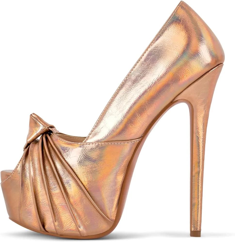 Women's Platform Pumps Shoes Slip On Stilettos PU High Heels