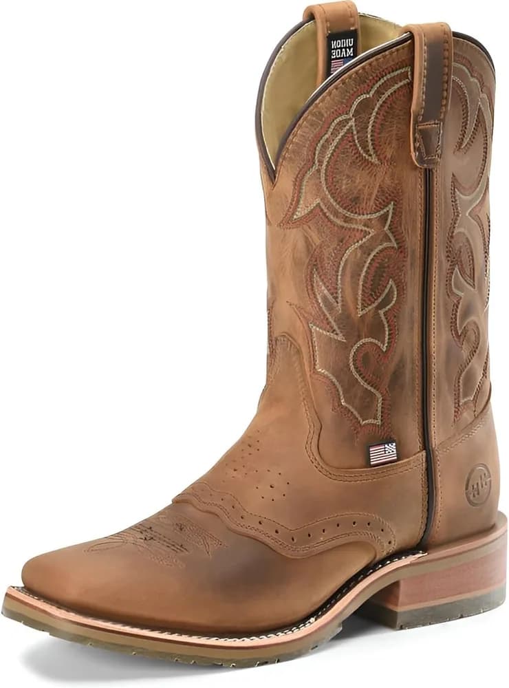 11" Jase Square Toe Western Boots for - Texon Insole with Cork Inlay, Oil- and Slip-Resistant I.C.E. Outsole, EH-Rated and Made in USA