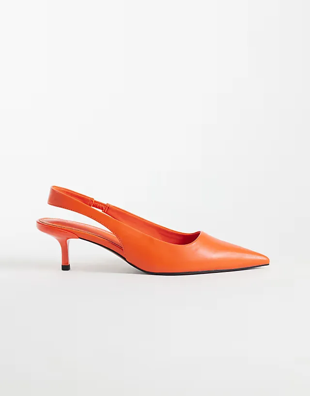Signature kitten heeled shoes in orange