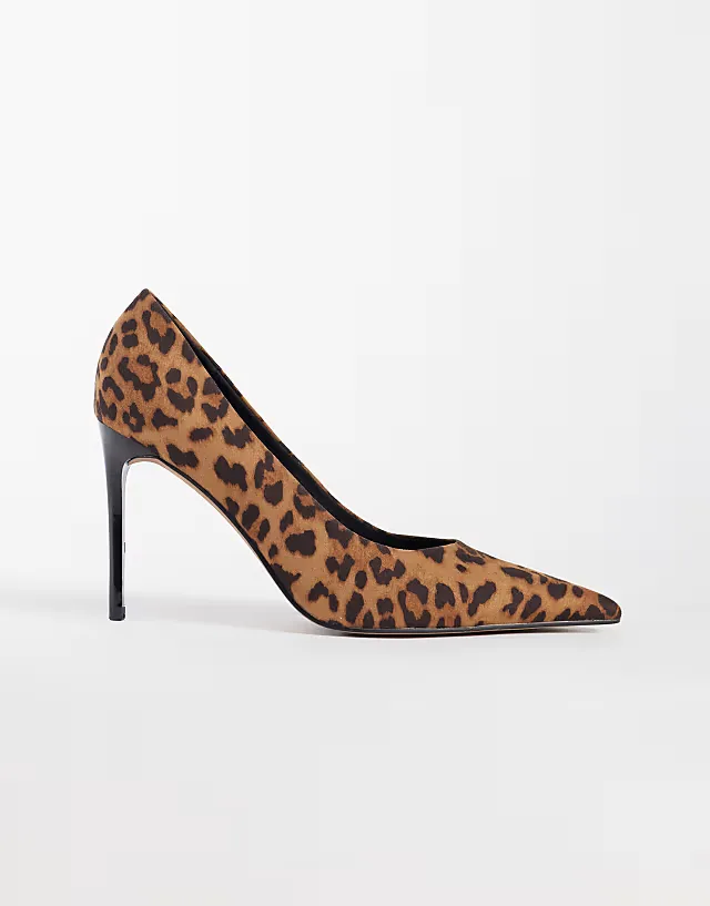 Wide Fit Prague pointed stiletto high heel pumps in leopard