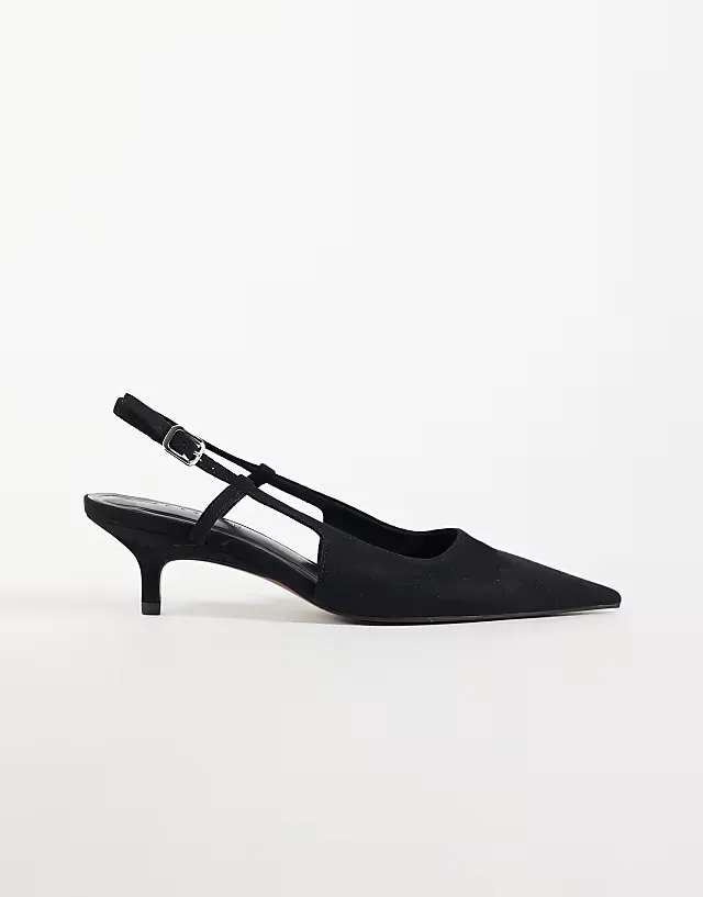 Skippy kitten heel shoes in black suedette