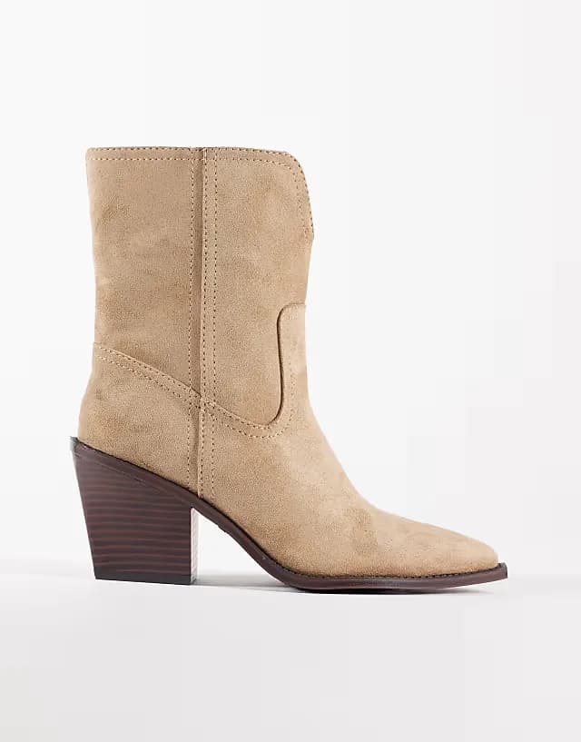 Wide Fit Remone heeled cowboy boots in taupe