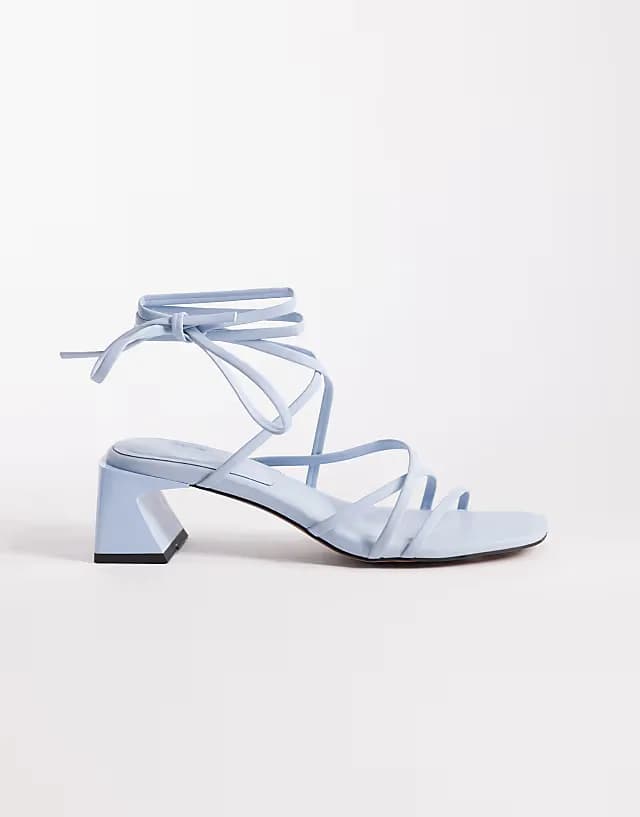 Hundred strappy block heel sandals in pale blue