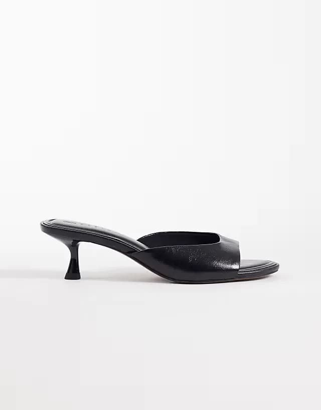 High-Five kitten heel mules in black