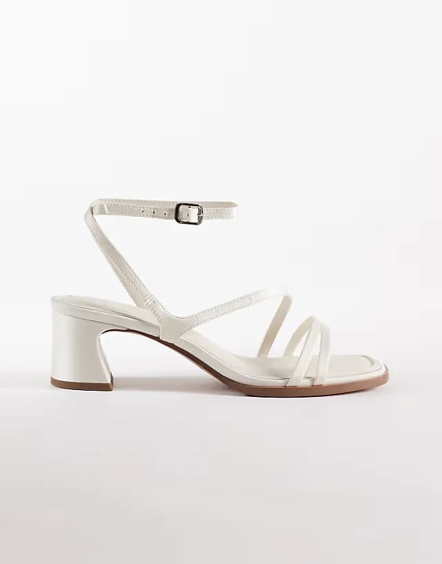 Honeybee mid block heeled sandals in ivory