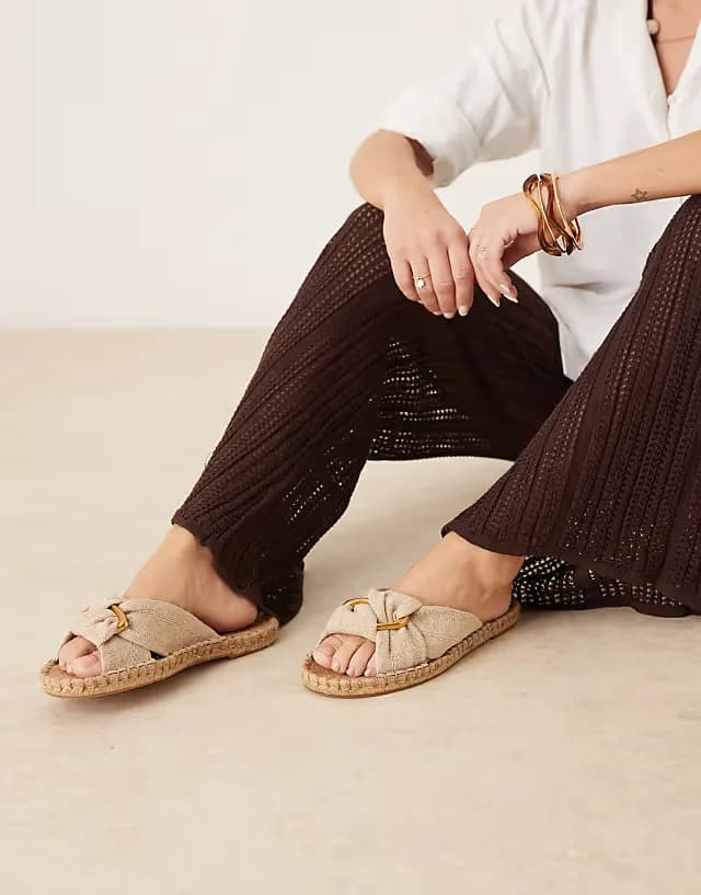 Jade knotted espadrille mules in natural