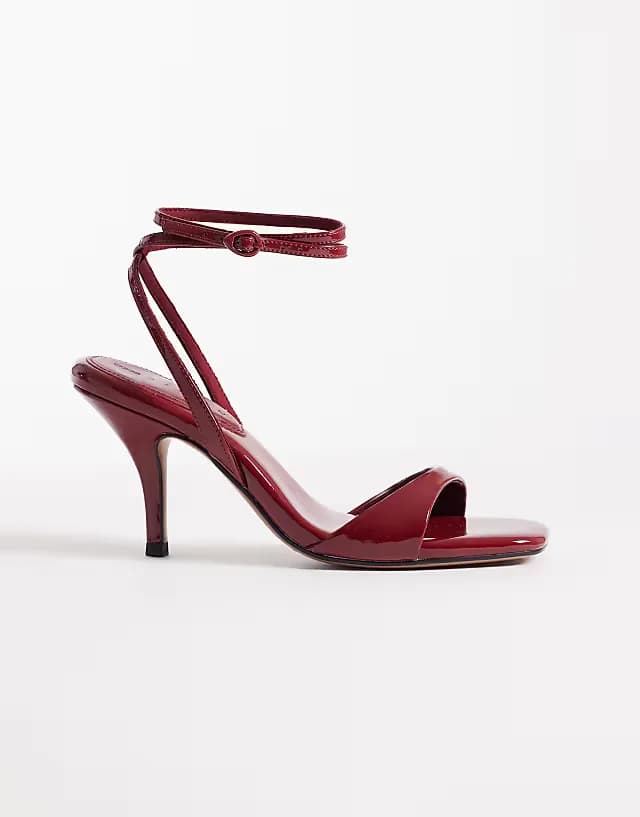 Hope barely there mid heel stiletto sandals in dark red