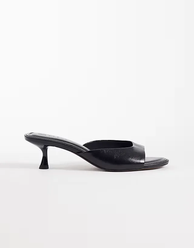 Wide Fit High-Five kitten heel mules in black