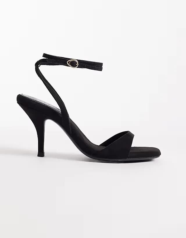 Wide Fit Hope barely there mid stiletto heel sandals in black