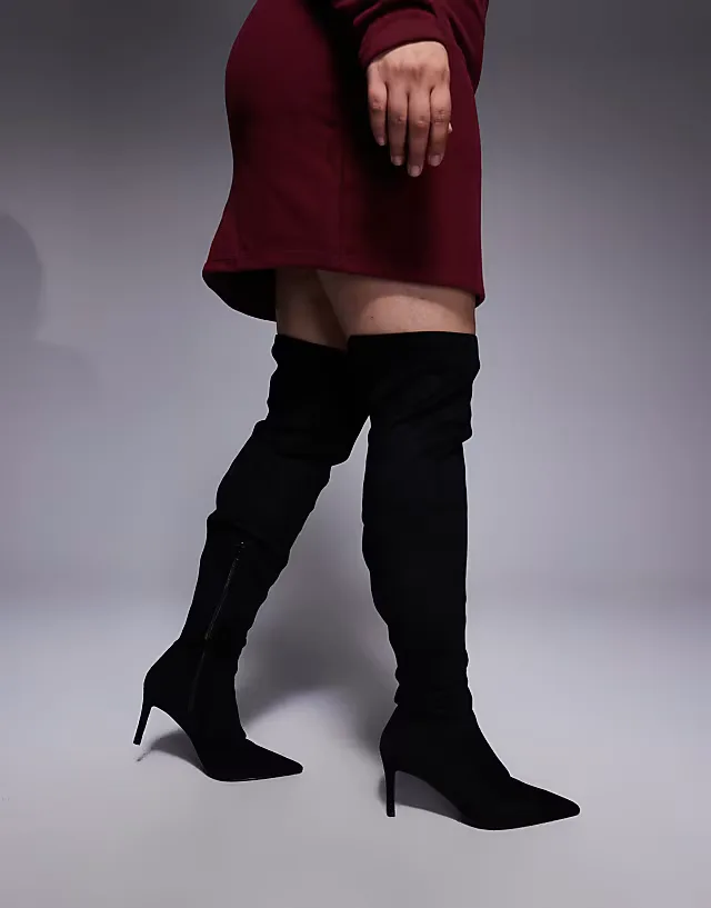 Curve Kalani high heeled over the knee boots in black