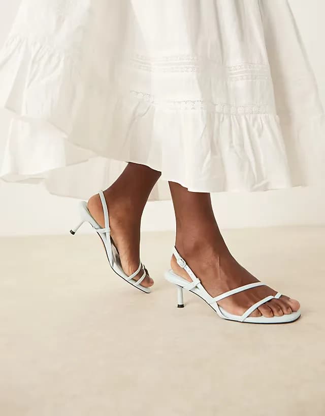 Hopscotch minimal kitten heel slingback sandals in light blue