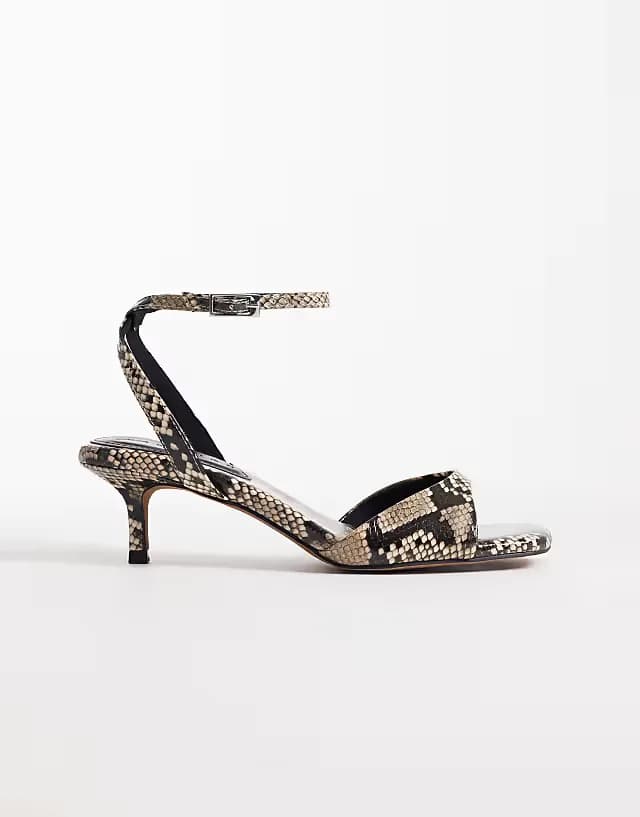 Heartfelt barely there kitten heel sandals in snake