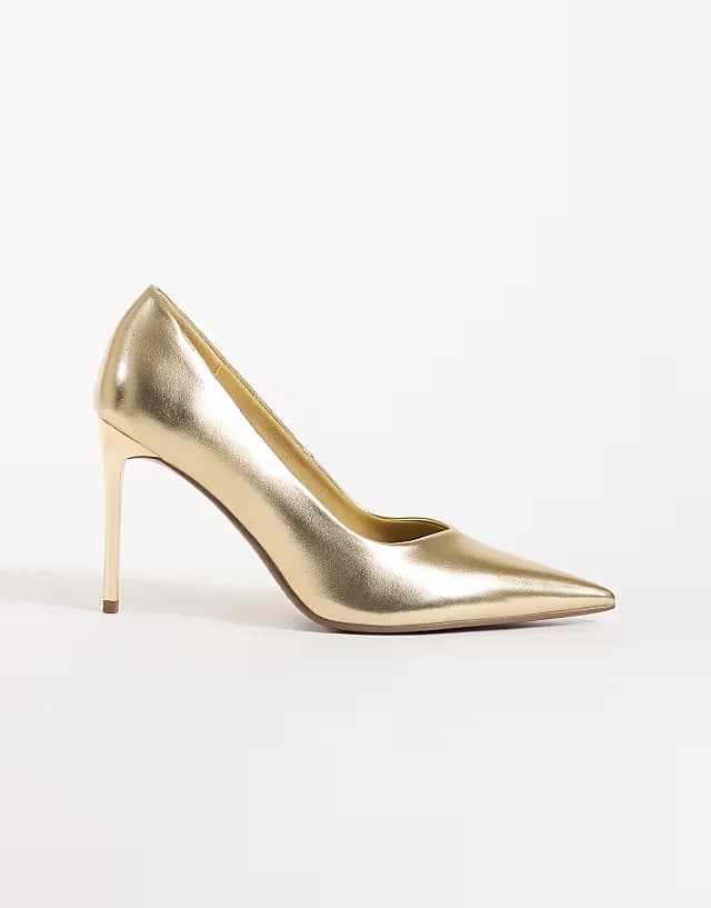 Prague pointed stiletto high heel pumps in gold