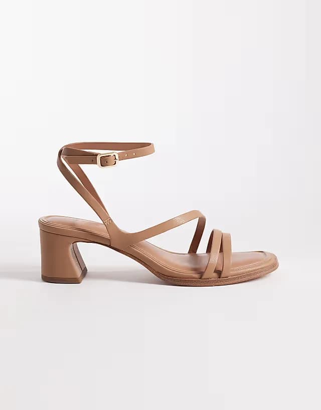 Honeybee mid block heeled sandals in beige