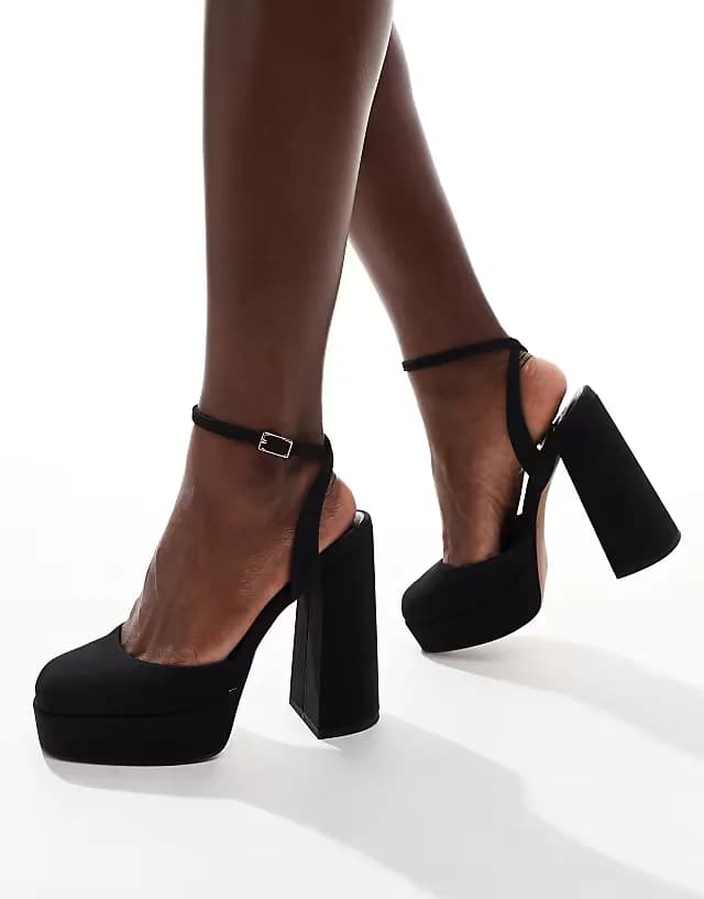 Pressure platform high heel shoes in black