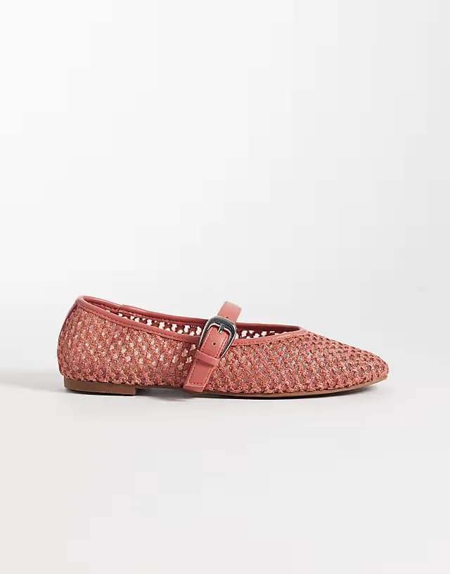 Leah weave mary jane ballet flats in blush