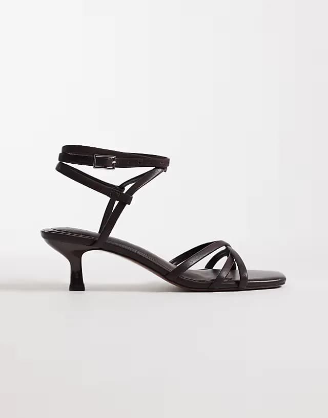 Haze strappy kitten heel sandals in chocolate