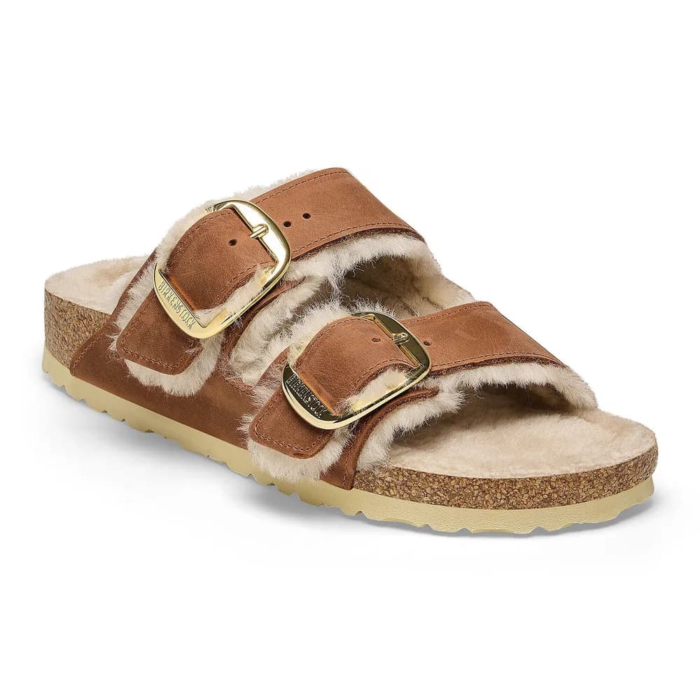 Arizona Big Buckle Shearling Oiled Leather Habana