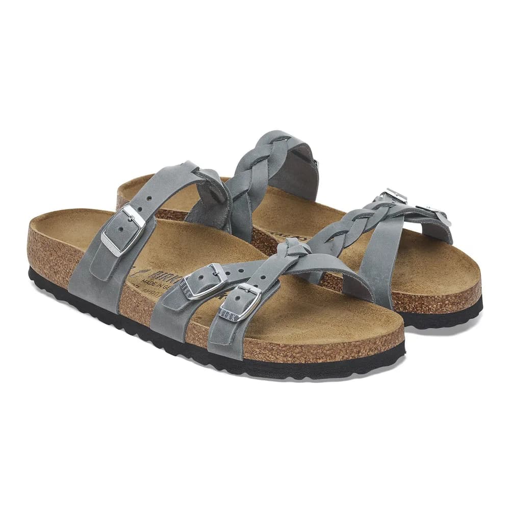 Franca Braided Oiled Leather Basalt Gray