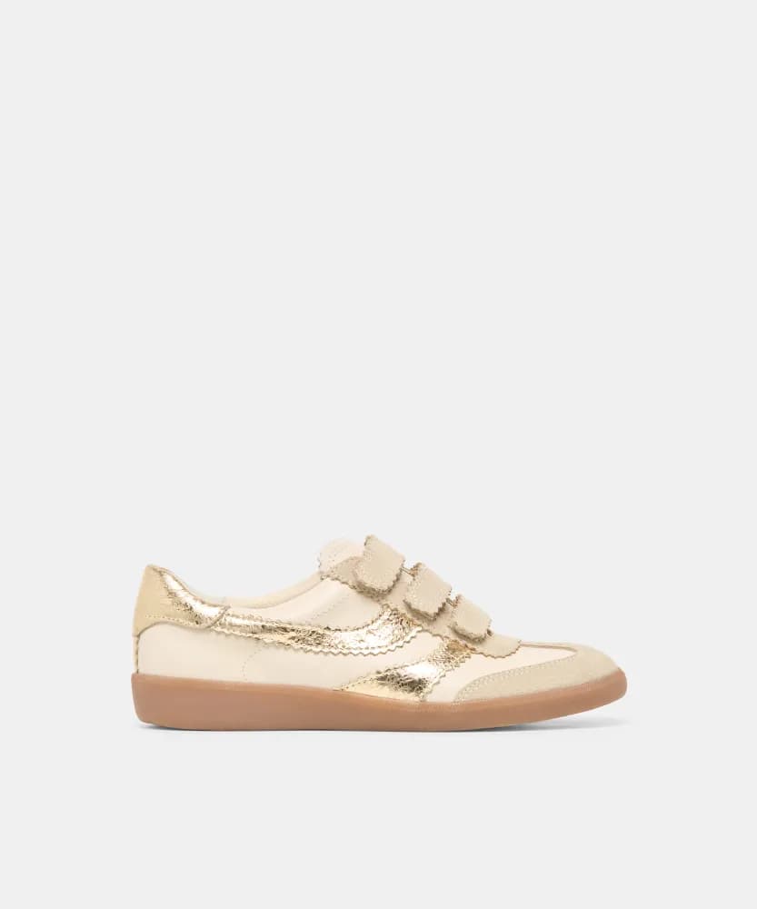 MERIT VELCRO SNEAKERS WHITE GOLD LEATHER