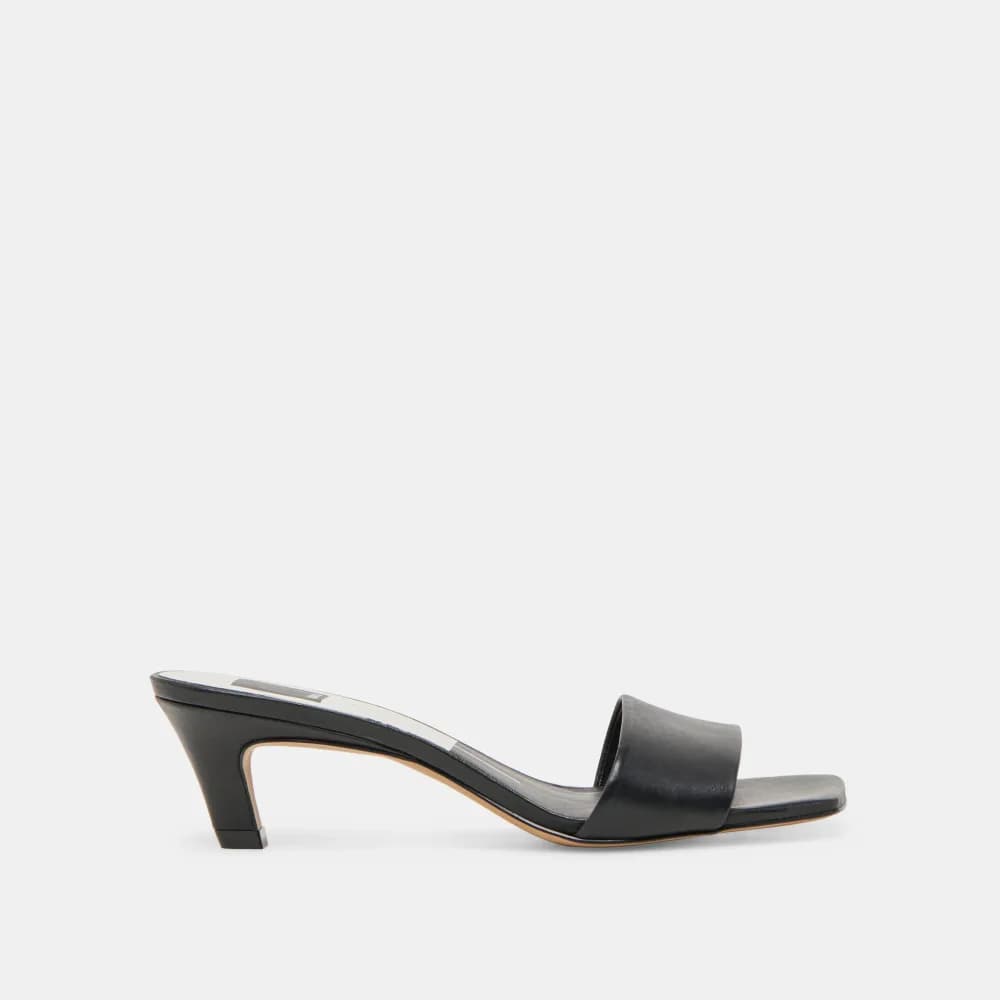 REXA WIDE HEELS BLACK LEATHER