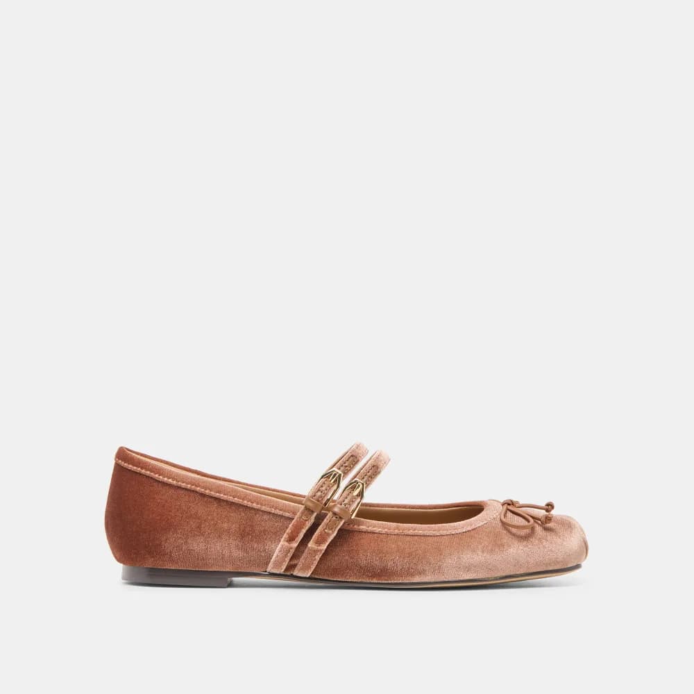 GIBSEN BALLET FLATS DK ROSE VELVET