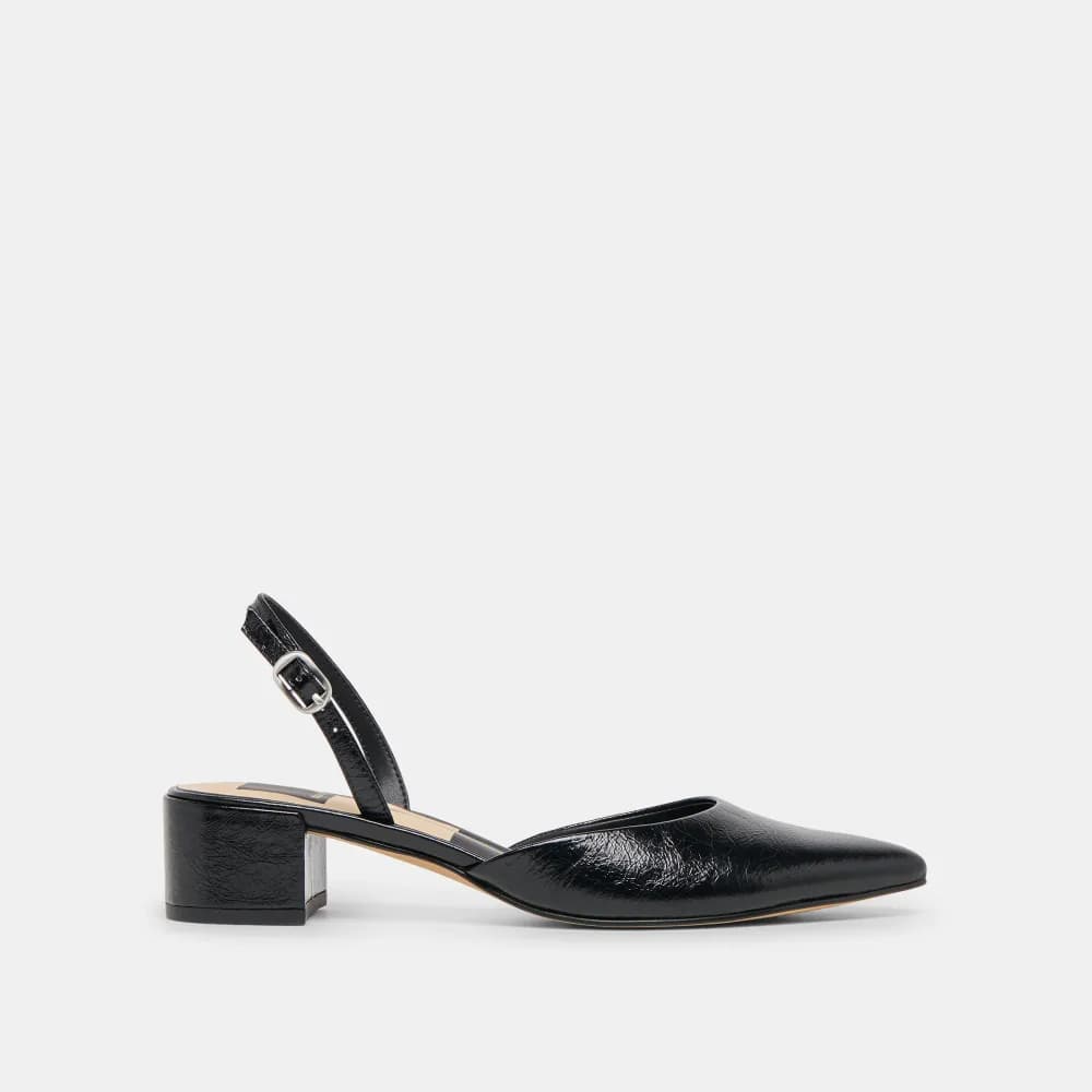 CAREL WIDE HEELS MIDNIGHT CRINKLE PATENT LEATHER