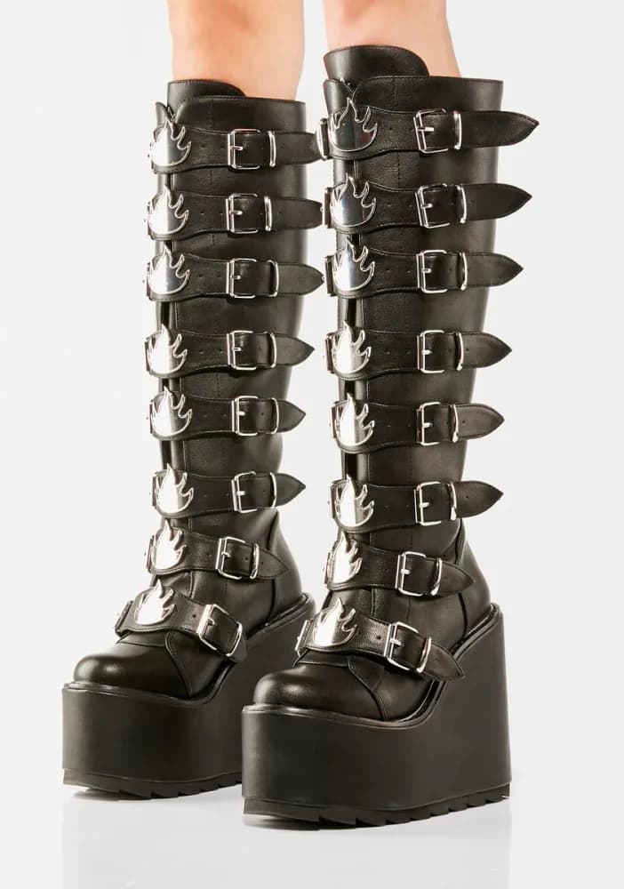Dune Hi Flame Buckle Boots