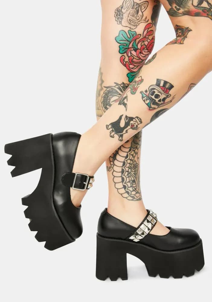 Punky Studded Platform Mary Janes