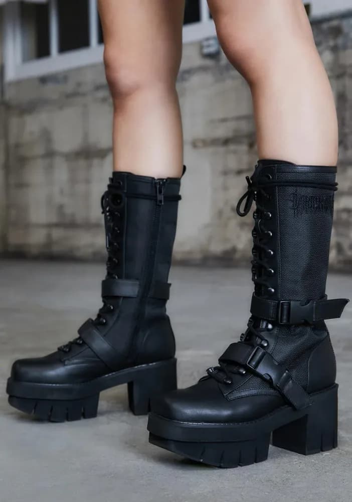 Kickdrum Leather Strap Combat Boots