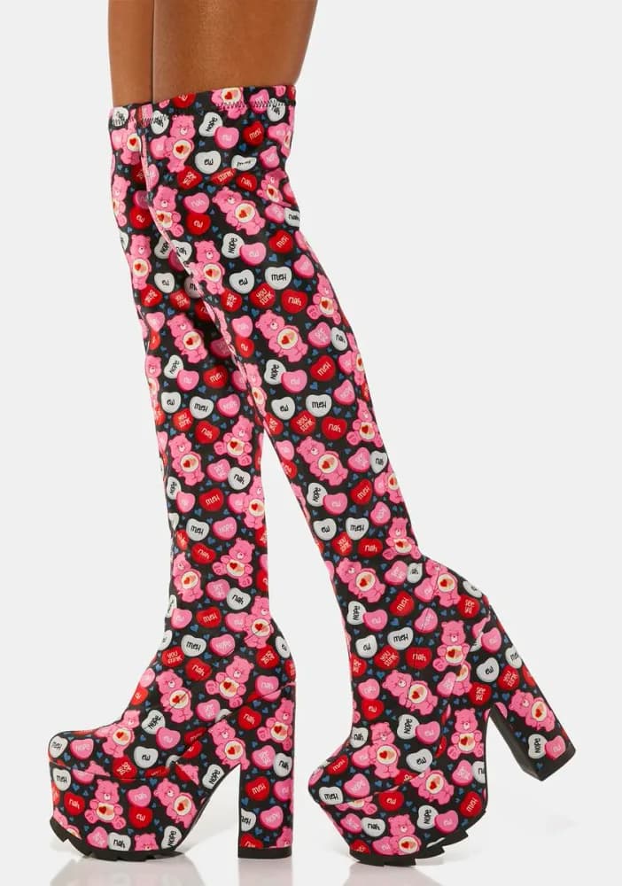 Labyrinth Care Bears Valentine Thigh High Boots