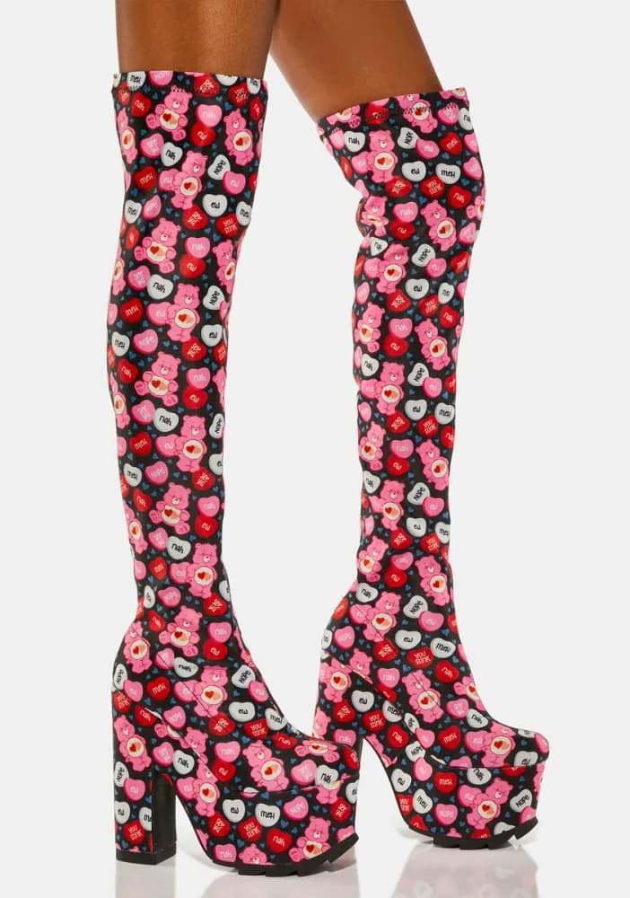 Labyrinth Care Bears Valentine Thigh High Boots