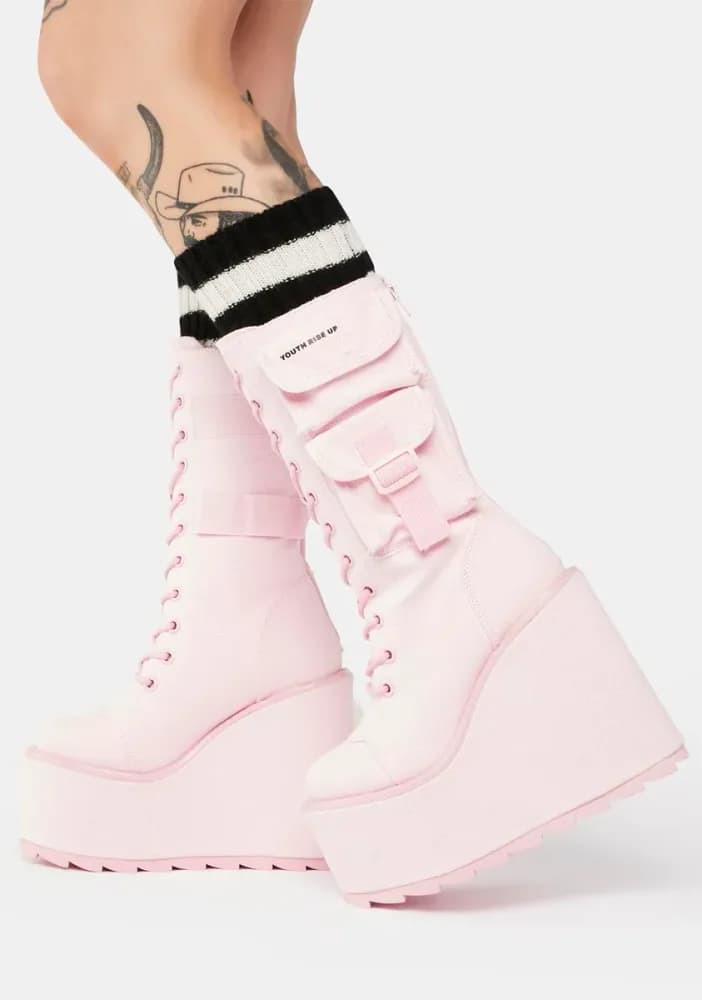 Pink Canvas Dune Desert Boots