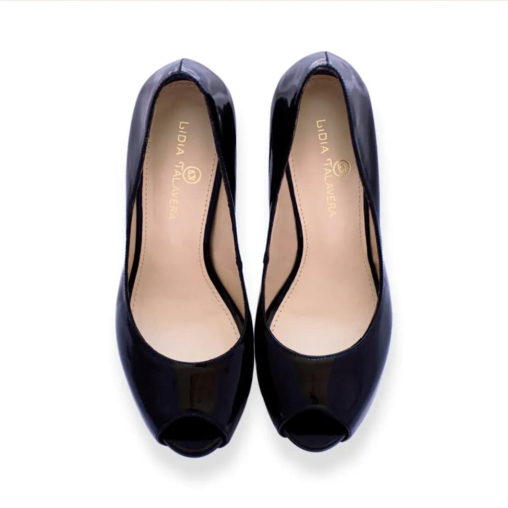 Jess β Black Elegance Peep Toe Platform Pumps