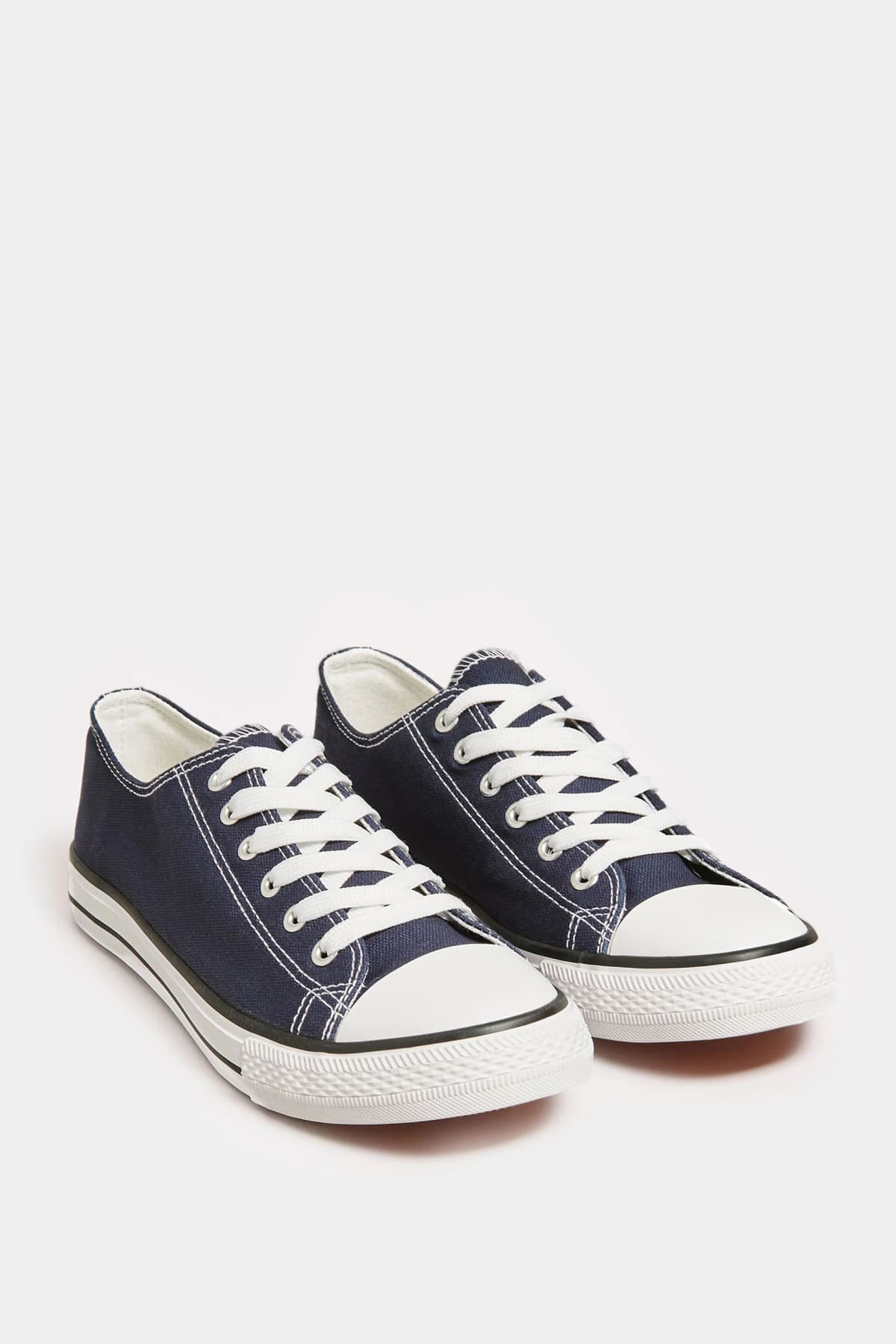 Navy Canvas Low Trainers In Standard Fit
