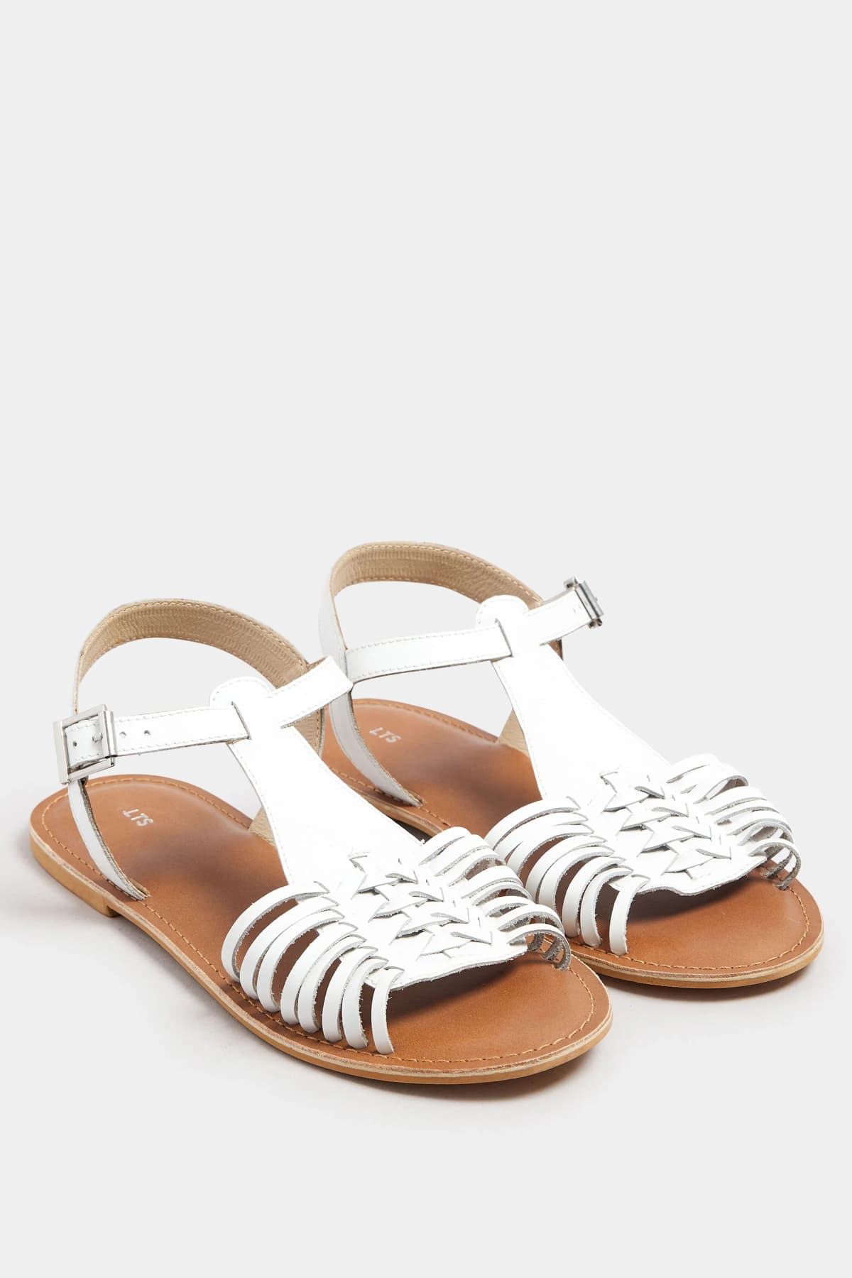 White Leather Fisherman Sandals In Standard Fit
