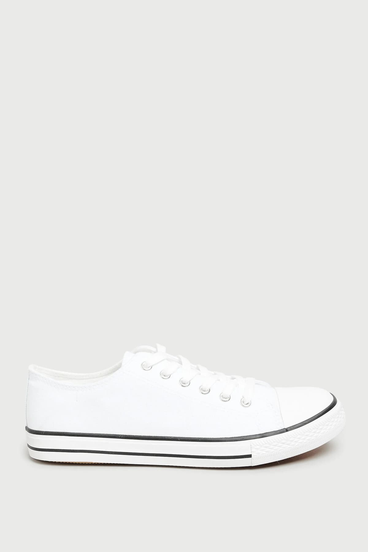White Canvas Low Trainers In Standard Fit