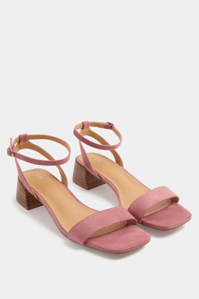 Blush Pink Strap Block Heel In Standard Fit