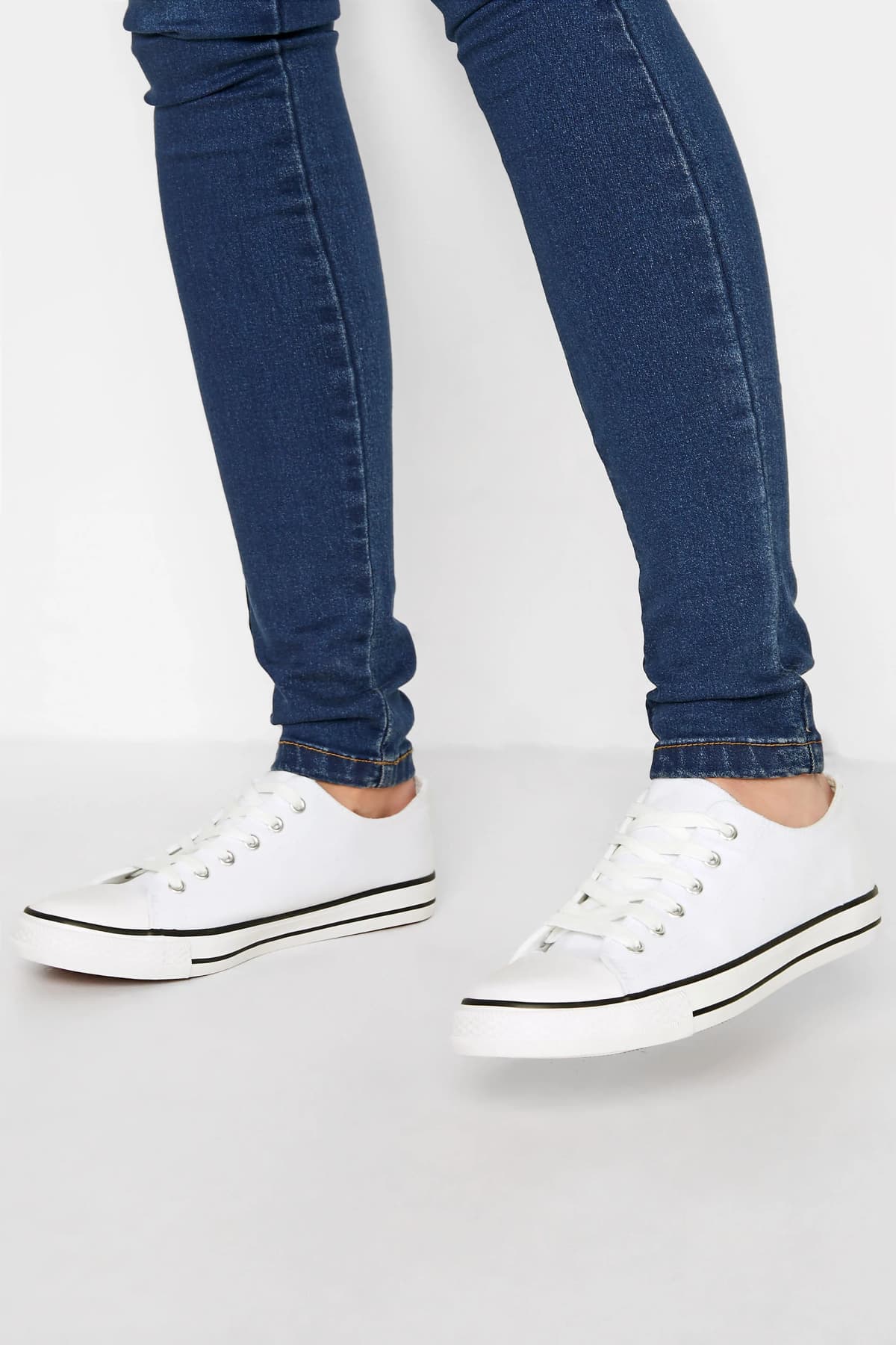 White Canvas Low Trainers In Standard Fit