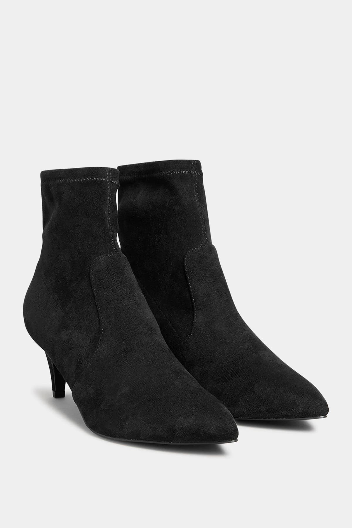 Black Heeled Kitten Boots In Standard Fit